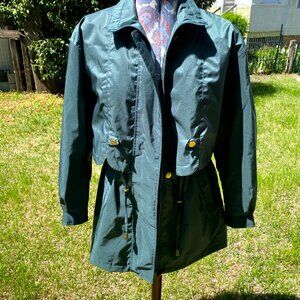 Green & Gold Super Comfy Rain Jacket w/ Cinchable Waist